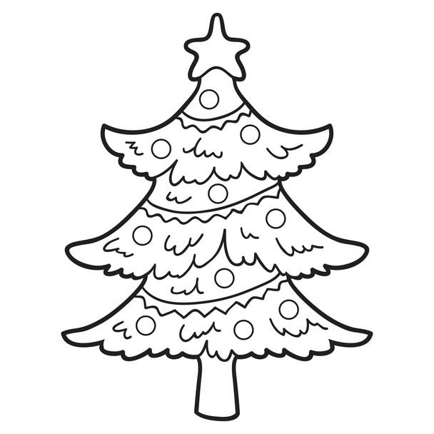 Livro ou página para colorir de natal. ilustração em vetor bolo de natal em  preto e branco