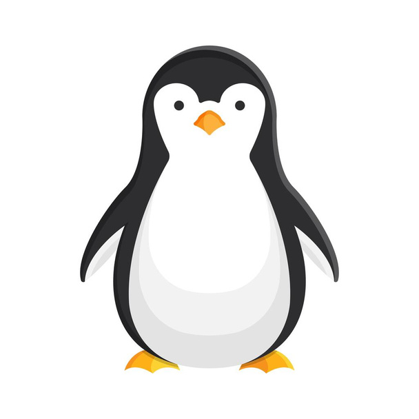 Isolated penguin icon in flat style. Cold winter symbol. Antarctic bird, animal illustration. - Vector, imagen