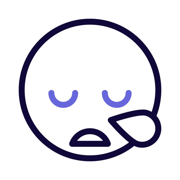 sleepy or tired emoji with sweat drop - ベクター画像