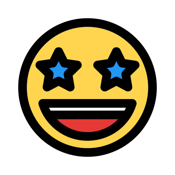 Star schlug glückliche Emoticons, die im Internet geteilt wurden - Vektor, Bild