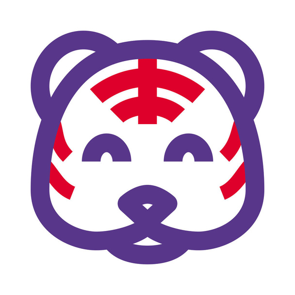 Happy smiling tiger face with eyes closed emoji - ベクター画像