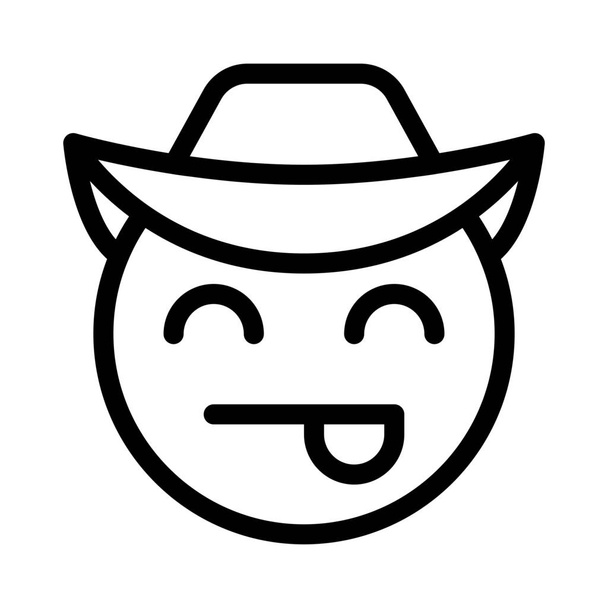 pictorial representation of cowboy emoticon with tongue stuck out - Vector, Image