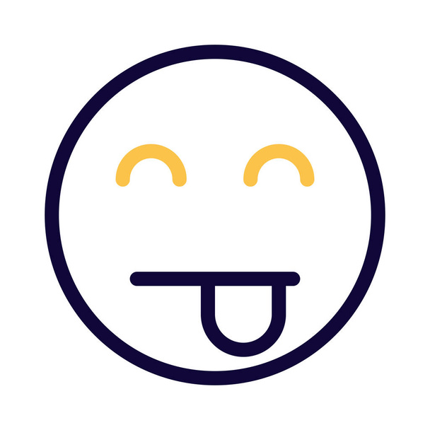 γλώσσα-out χαμογελαστό emoji με τα μάτια κλειστά έκφραση - Διάνυσμα, εικόνα