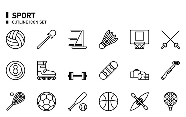 Sport outline icon set. - Vector, Image