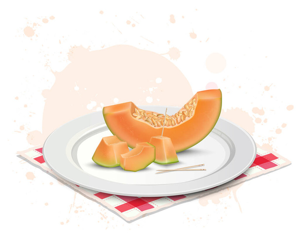 Coupe de melon de musc et illustration vectorielle de pièce  - Vecteur, image