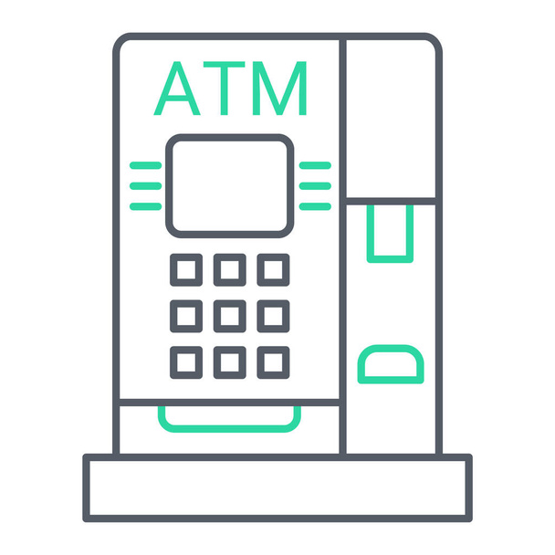 atm terminal icon. outline pos cash register vector symbol. isolated contour sign. - Vecteur, image