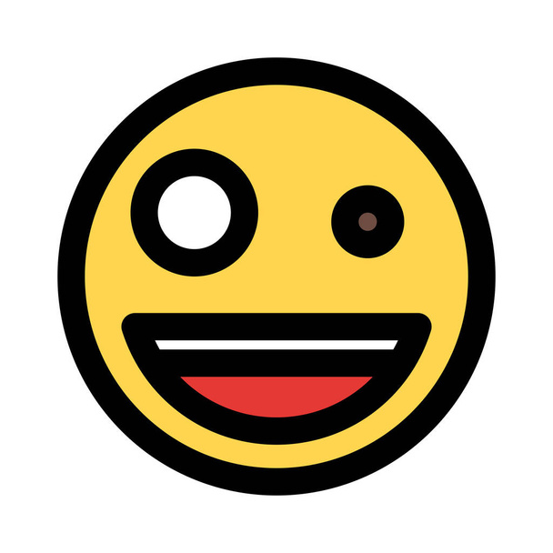 happy wired emoticon with wired eyes looks - Vector, Image