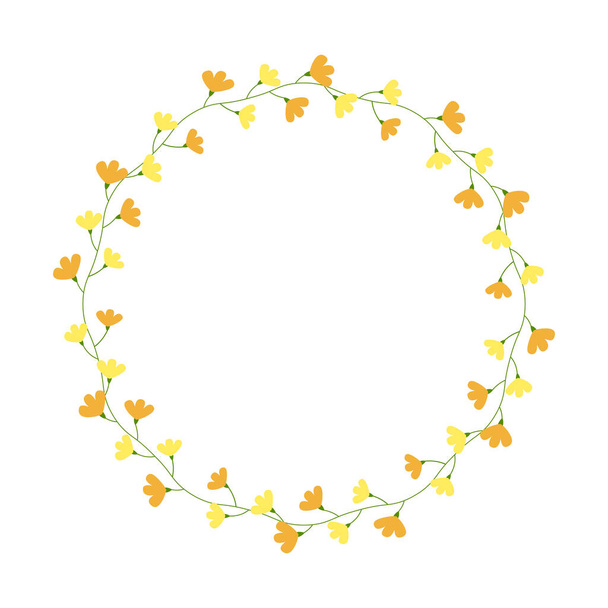 Circle floral frame. Circular flower wreath. For greeting card, wedding , birthday card, invitation. Vector illustration. - Вектор,изображение