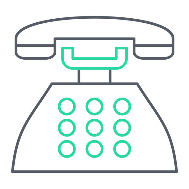 old retro telephone receiver icon. outline phone landline symbol vector illustration. - Vector, Image