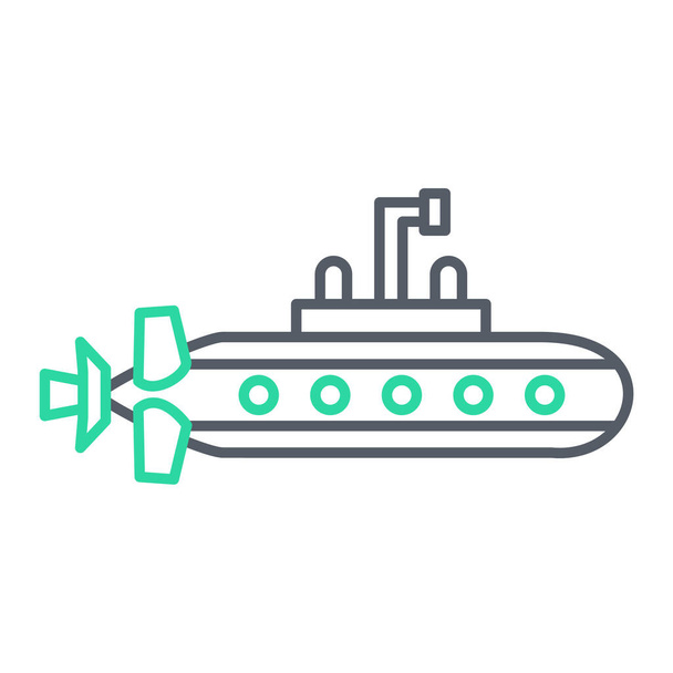 ikona ponorky ve stylu obrysu izolované na bílém pozadí. vektorová ilustrace symbolu lodě. - Vektor, obrázek