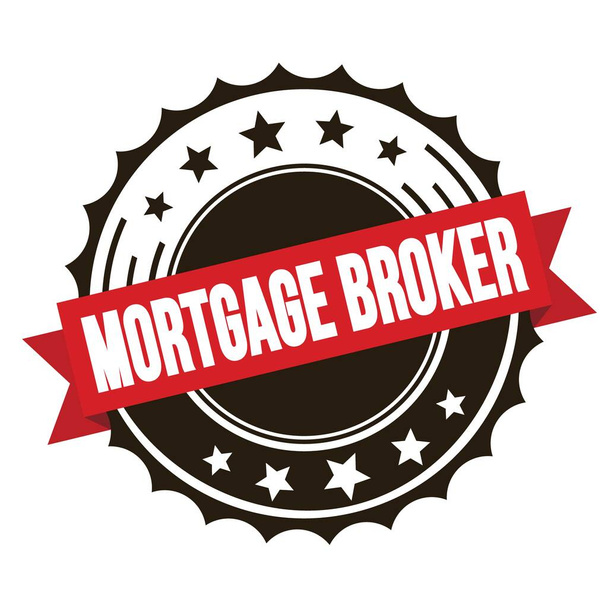 MORTGAGE BROKER text on red brown ribbon badge stamp. - Photo, Image