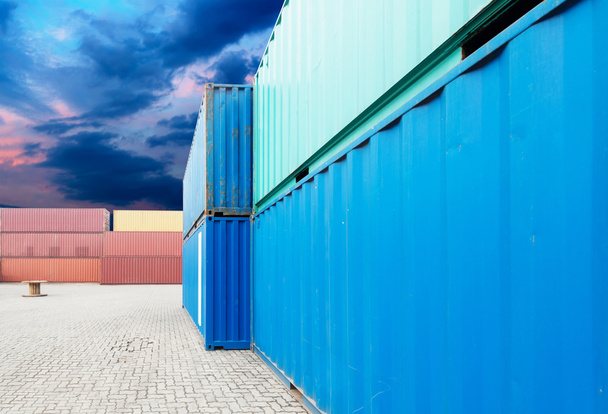 Stack of cargo containers at the docks - Photo, Image