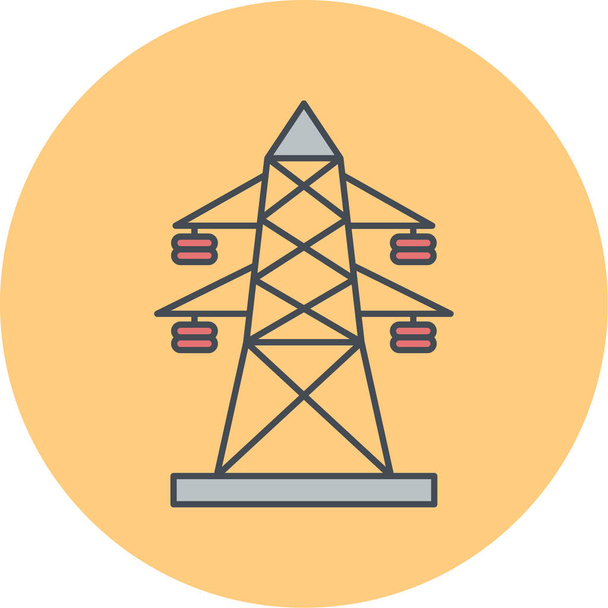 illustration of an isolated line icon of a power station - Вектор,изображение
