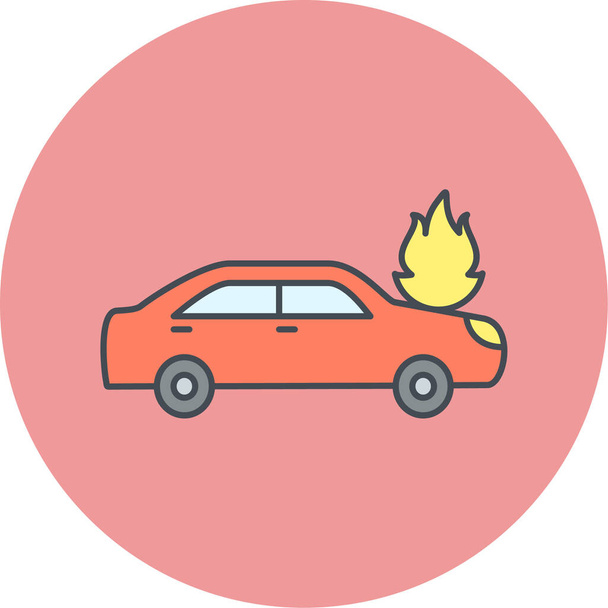 ícone de acidente de carro. ilustração simples do símbolo do vetor do veículo automático e ícones do bônus para a correia fotorreceptora - Vetor, Imagem