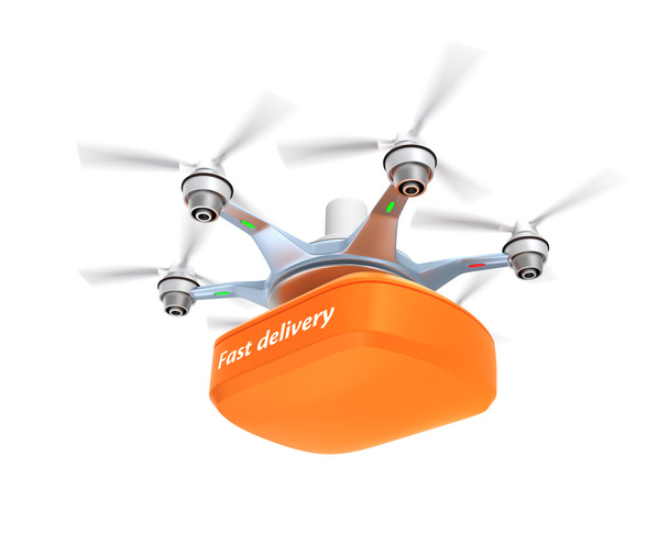 Drone asennettu kompakti kontti nopea toimitus käsite
 - Valokuva, kuva