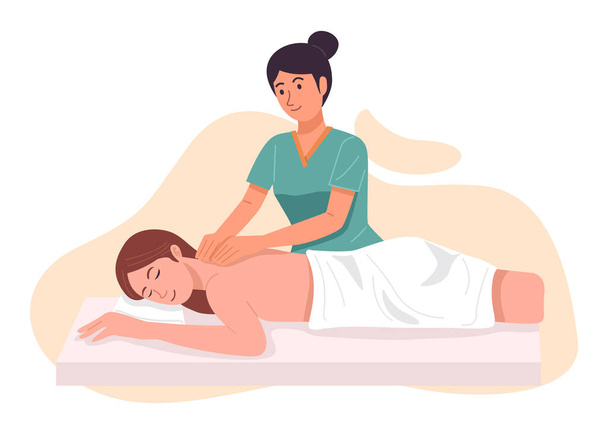 Woman getting a relaxing massage, Vector - Vector, imagen