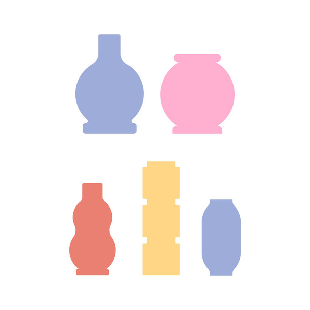 Collection of flower pots and vases. Modern minimalistic vector illustration - Vecteur, image