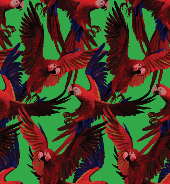 Бесшовный рисунок с летающими красными ара. Ручной вектор
. - Вектор,изображение