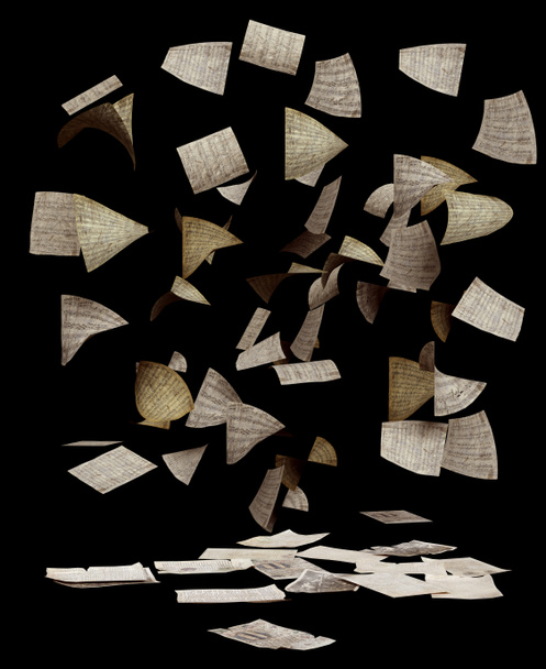 CGI Falling Music Sheets, Handwritten Annotation, Flying Paper, Sheet Music - Foto, imagen