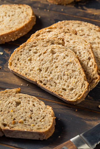 Homemade Fresh Wheat Bread Loaf with Whole Grain - Фото, изображение