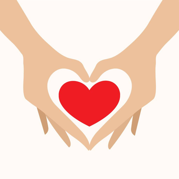 Heart shape human hands background - Вектор,изображение