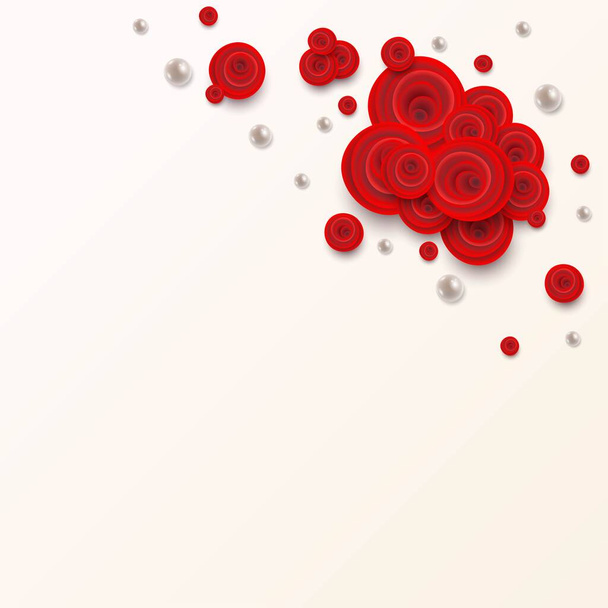 Rose bloemen bordje behang - Vector, afbeelding