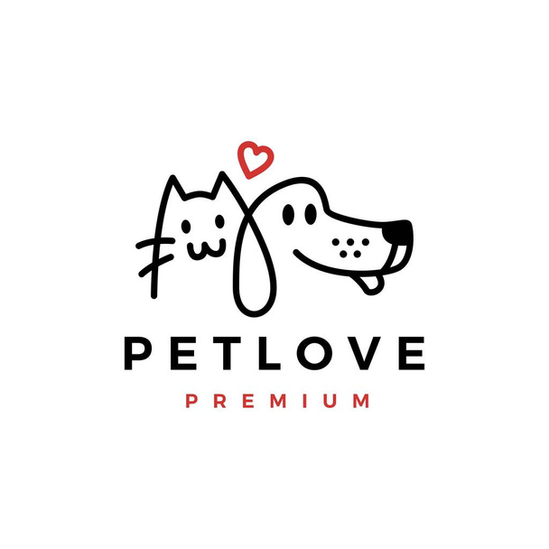 Perro gato mascota amor logo vector icono ilustración - Vector, imagen