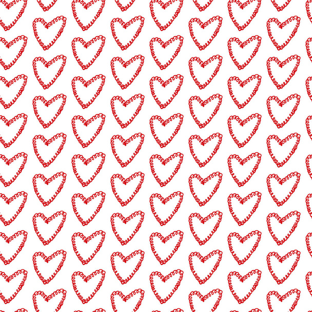 Cute strony rysowane Walentynki serca bezproblemowy wzór. Dekoracyjny doodle miłości kształt serca w stylu szkicu. Bazgroły loki atrament serca ikona do projektowania ślubnego, owijania, ozdobne i kartki okolicznościowe. Naklejka - Wektor, obraz