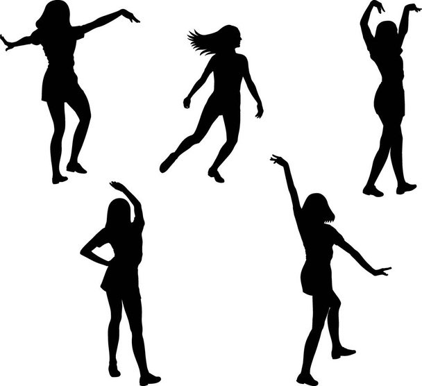 conjunto de siluetas de mujer bailarina - Vector, imagen