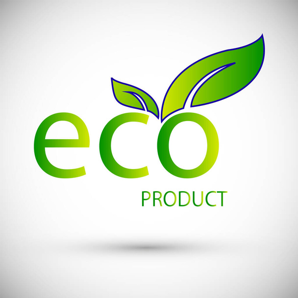 Eco Friendly Organic Natural Product Green Logo, icon Flat Vector Illustration - Wektor, obraz