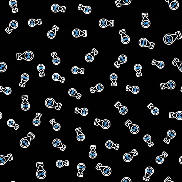 Line Location gym icon isolated seamless pattern on black background. Vector - Vector, Image