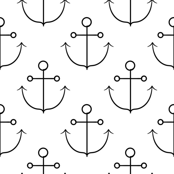 anchor hand drawn seamless pattern - Vector, Image