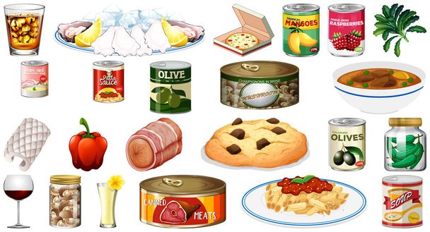 Farklı gıdalar resimde kümesi - Vektör, Görsel