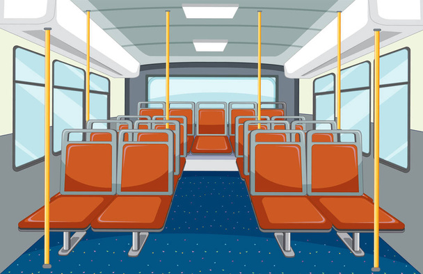 Bus interior with empty orange seats illustration - Vector, Image