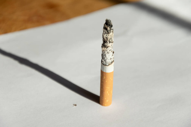 cigarette brûlante placée verticalement consommant - Photo, image