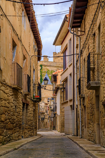 Medieval stone houses in Olite Spain known for a magnificent Royal Palace castle - Photo, Image