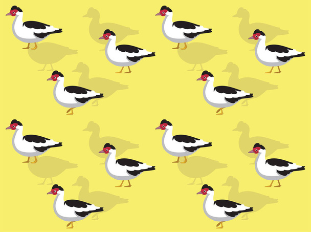 Muscovy Duck Animation Seamless Wallpaper Background - Вектор,изображение
