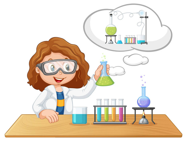A scientist experiment with speech bubble  illustration - Vector, Image