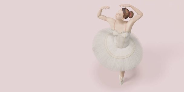 balettitanssija Nainen malli tanssii pastelliväri kohtaus 3D kuvitus - Valokuva, kuva