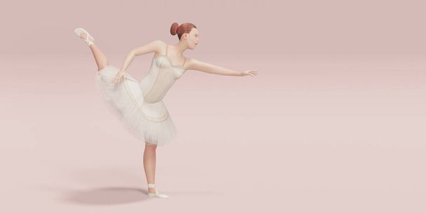 Pastel renk sahnesinde dans eden balerin kadın manken. - Fotoğraf, Görsel