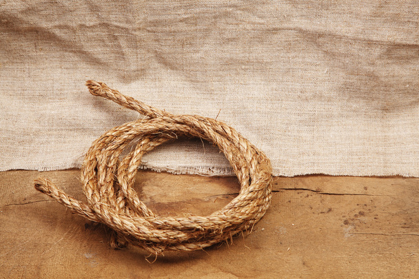 Background of burlap and rope - Foto, afbeelding