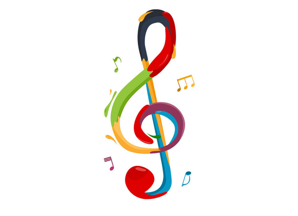 Colorful treble clef paint on a white background - Vector, imagen