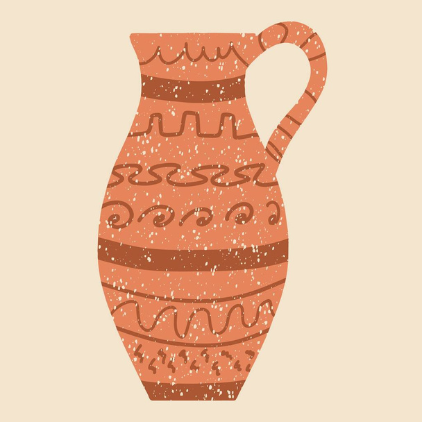 Ceramic vase. Colored silhouettes. Antique crockery, decorative element. The concept of ceramics. Stamp texture. Handmade vectors. All elements are isolated. - Vetor, Imagem