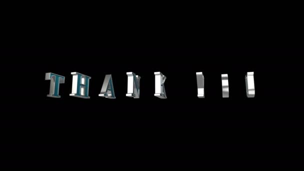 Thank you, spinning 3d text on black background - Footage, Video