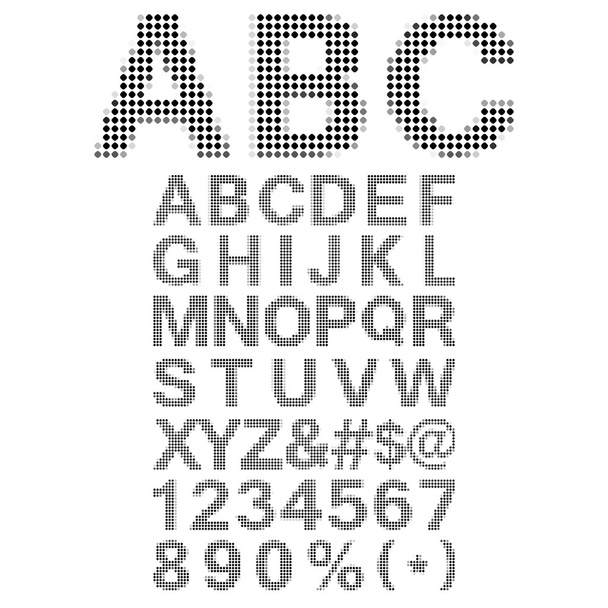 Pixel Font - Alphabets and numerals characters in retro square pixel font - ベクター画像
