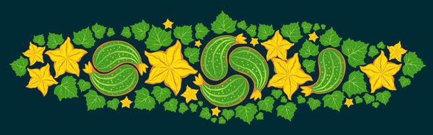 Cucumber paisley ornament with flowers and leaves - ベクター画像