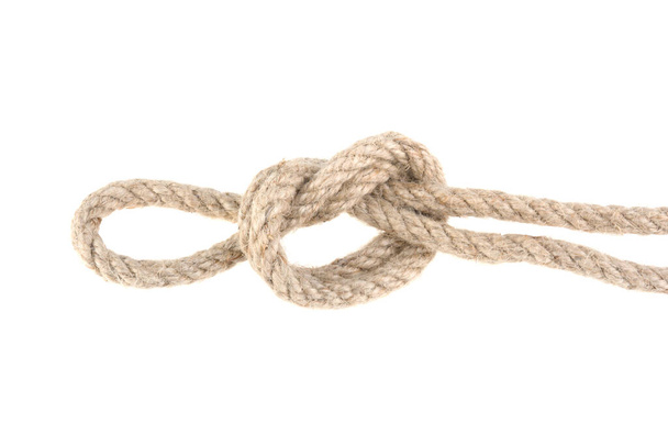 rope and knot isolated on white background - Φωτογραφία, εικόνα