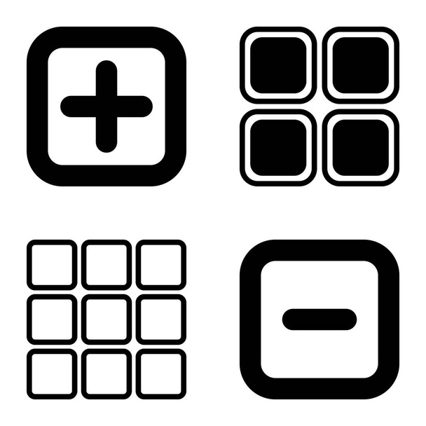 Square Flat Icon Set Isolated On White Background - Wektor, obraz