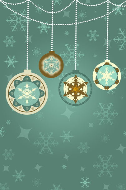 Retro sfondo di Natale con palline, fiocchi di neve, ornamenti, spazio per il proprio testo
 - Foto, immagini