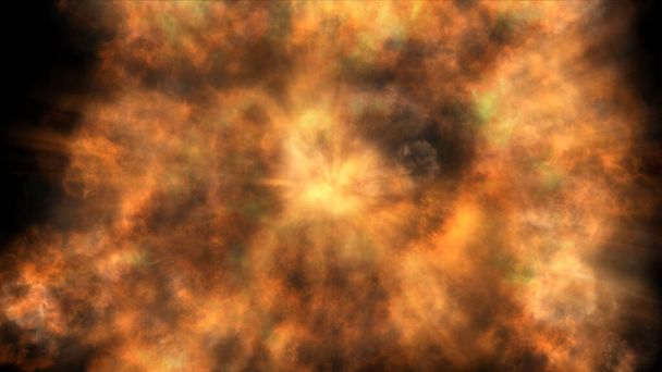 宇宙での炎爆発、抽象的なイラスト - 写真・画像